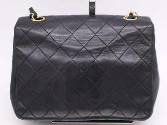 CHANEL Lambskin Matelasse 19 S Flap S Chain Turn Lock Gold Hardware Black Shoulder Bag