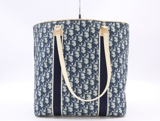 Dior Trotter Canvas x Enamel Trotter Pattern Tote Bag Blue White Tote Bag
