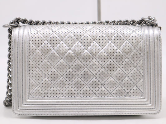 CHANEL Coco Mark Leather Boy Shoulder Bag with Silver Punching Seal 19133834