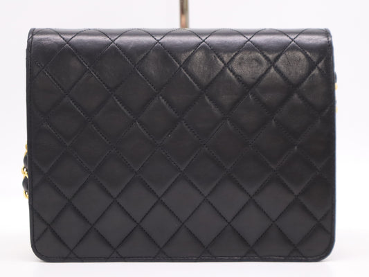 CHANEL Lambskin Matelasse 22 S Flap S Chain Push Lock Black Shoulder Bag