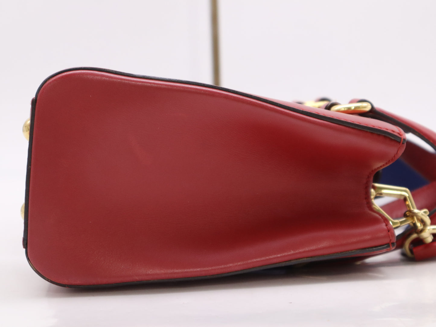 GUCCI 460381 Leather Sylvie 2-Way Handbag Red with Strap