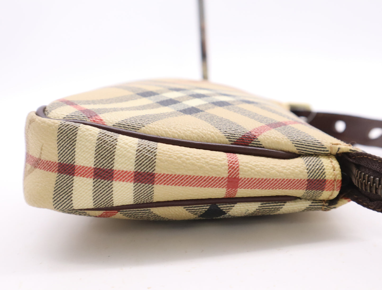 BURBERRY Nova Check Leather Handbag Brown