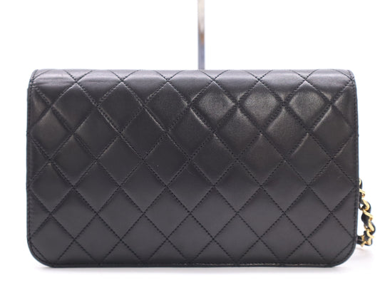 CHANEL Lambskin Matelasse 24 Shoulder Bag with Full Flap, S-Chain, Push Lock, GD Hardware, Black, Seal, Card Included, 5171978, Box and Dust Bag Included