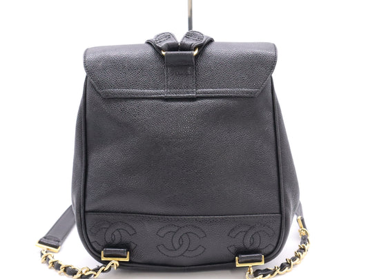 CHANEL Triple Coco Caviar Backpack with Turn Lock and Black Seal, GD Hardware, 4104306