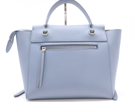 CELINE Leather Belt Bag Nano 2-Way Bag Blue Gray Handbag