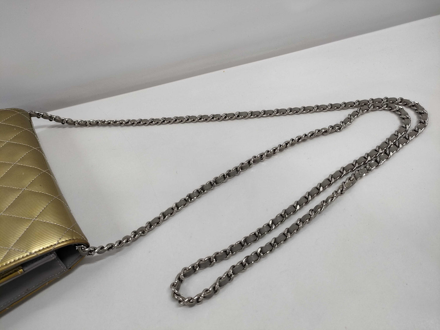 CHANEL CHANEL Matelasse Chain Wallet Gold with Silver Hardware and Enamel 17051322 Shoulder Bag