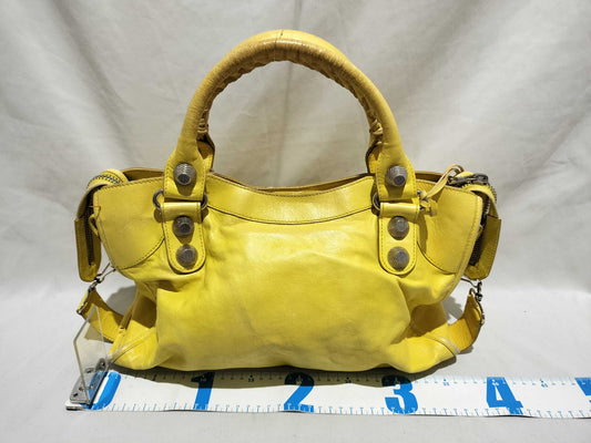 BALENCIAGA Giant Shoulder Bag, Yellow, with Mirror, Dust Bag, and Strap