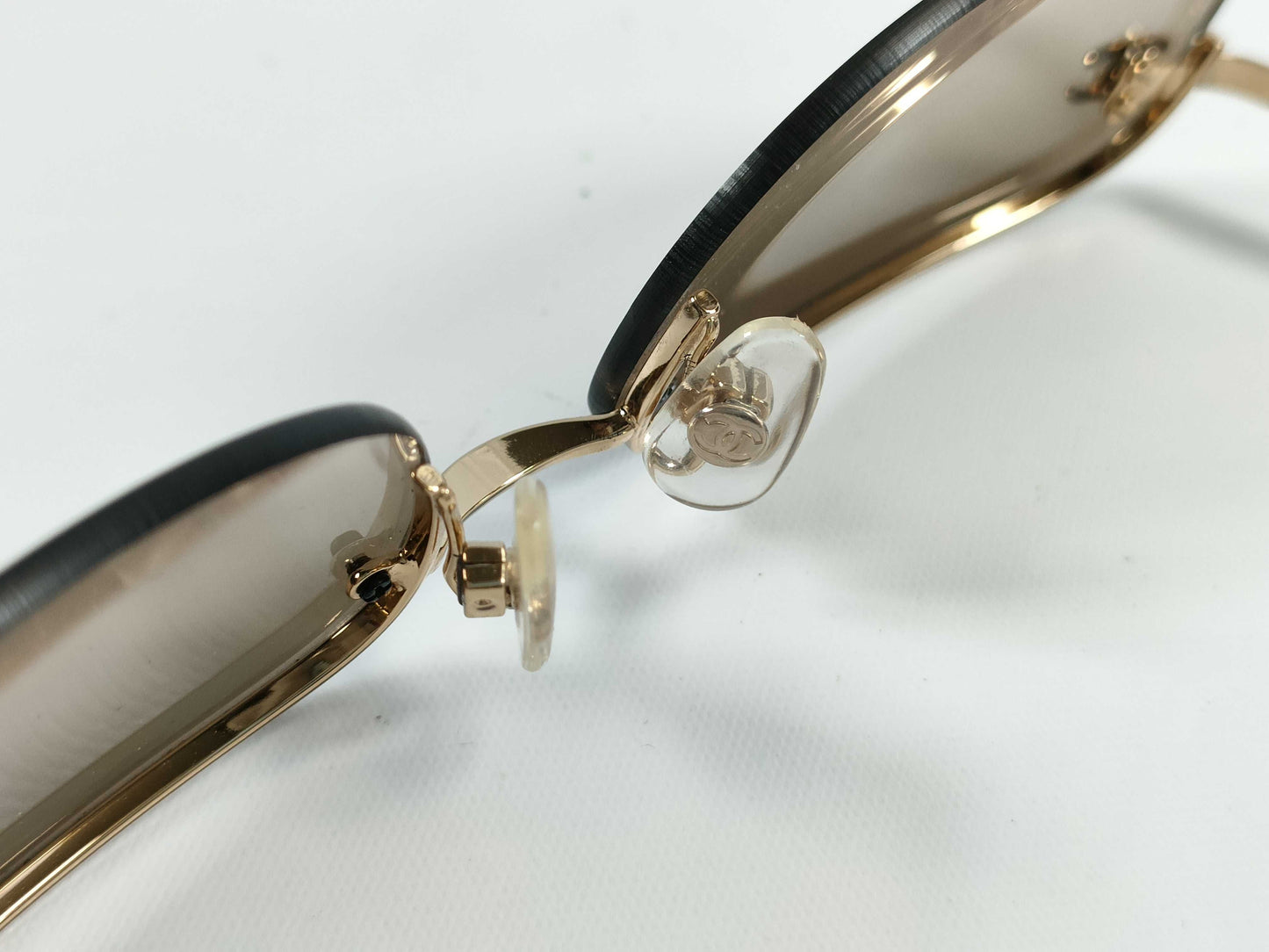 CHANEL Coco Mark Sunglasses Gold Brown Sunglasses Glasses