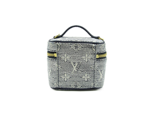LOUIS VUITTON LV Micro Vanity M82467 Monogram Canvas Microfiber Blue Vanity Bag