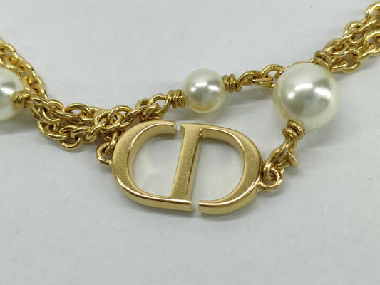 Dior CD logo necklace with faux pearls and gold accents