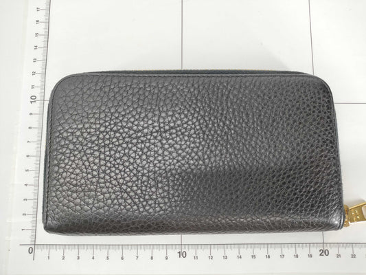 PRADA Vitello Dino 1M0506 Leather Round Zip Wallet in Black