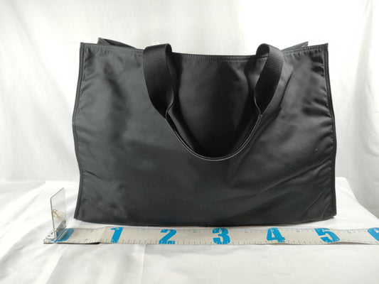 PRADA Tessuto Nylon and Leather Tote Bag, Black, VA1001