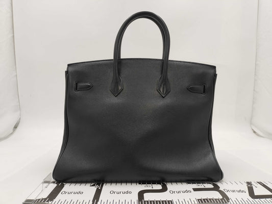 HERMES Birkin 35 Black Gold Fittings ○Y Handbag