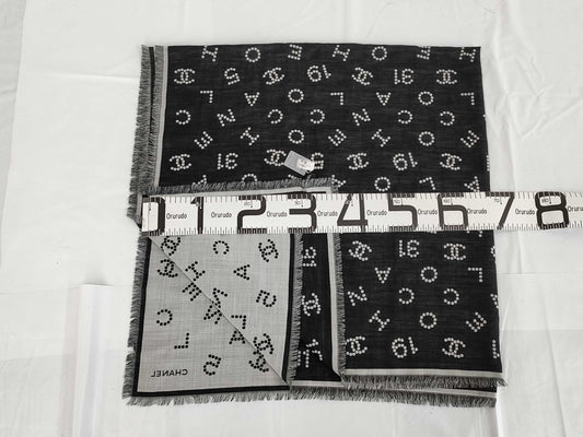 CHANEL Black Coco Mark Stole 13 Scarf