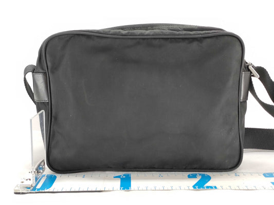 PRADA Nylon Triangle Logo Nylon Shoulder Bag Black with Silver Hardware Nylon 161 Shoulder Bag