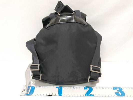 PRADA Nylon Prada Prada Backpack with Triangle Plate, Black Nylon Backpack