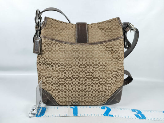 COACH Leather and Canvas Shoulder Bag, Beige