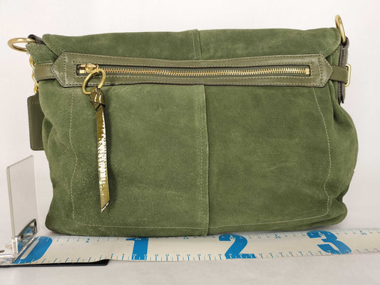 COACH Coach Suede Shoulder Bag Turnlock Olive Shoulder Bag