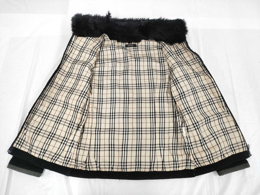 BURBERRY Black Label Driver's Knit Nova Check Rabbit Jacket
