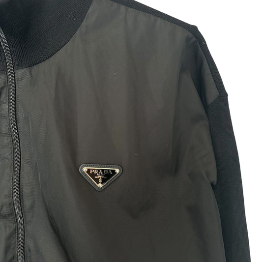 PRADA Nylon Wool Jacket Triangle Logo 2022 Black 44 Jacket