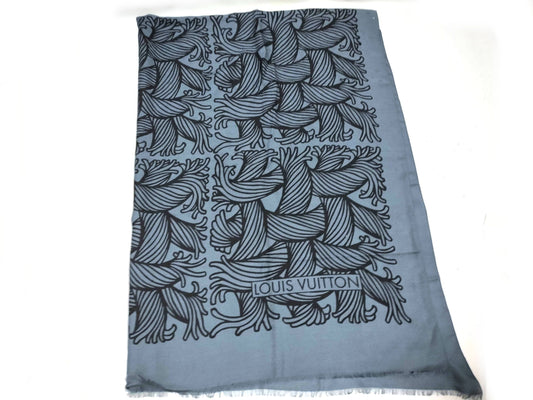 LOUIS VUITTON Louis Vuitton Monogram Shawl Christopher Nemeth Rope Silk and Wool Navy Other Accessories