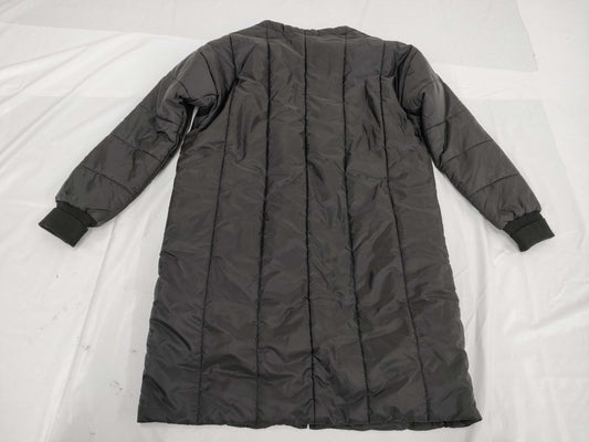 PRADA Triangle Logo Plate Collarless Down Coat, Black, Collarless, Long, Size 40