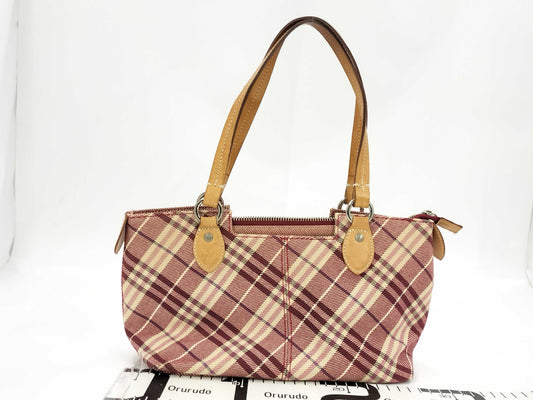 BURBERRY Blue Label Shoulder Bag Canvas Red Check Tote Bag