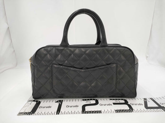 CHANEL Caviar Skin Bowling Bag Black Handbag