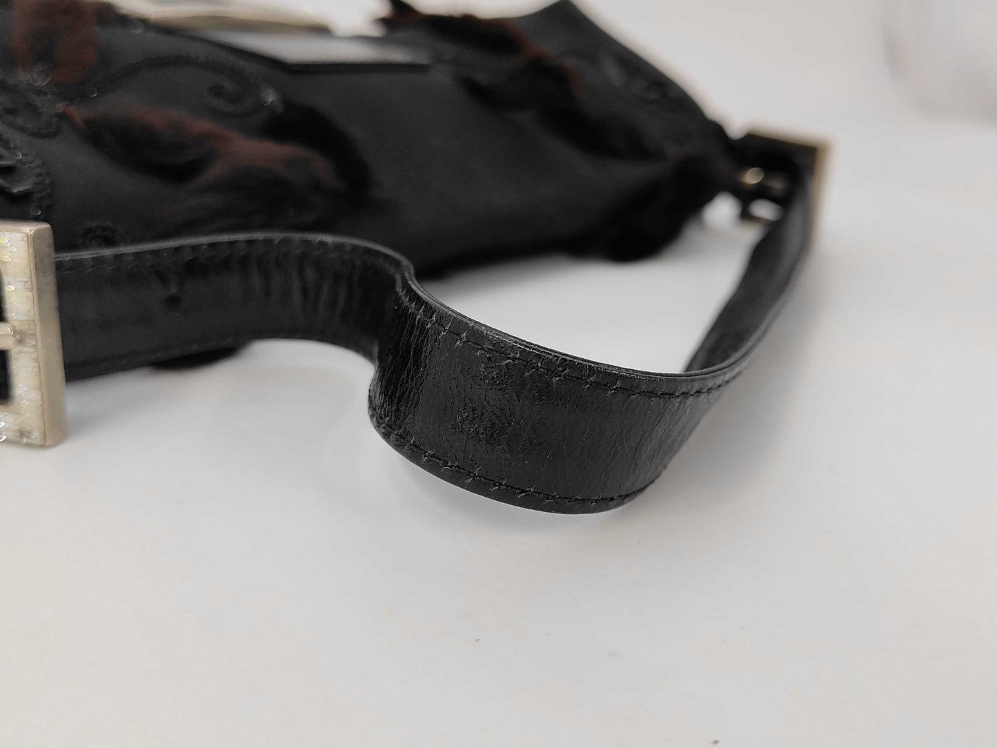 FENDI Floral Rhinestone Mamma Bucket Handbag