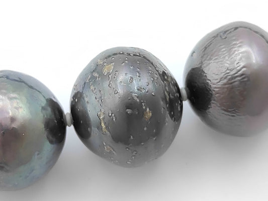 Black Butterfly Semi Round Pearl Diameter Approx. 9.5-15.5mm SV 88.2g Necklace