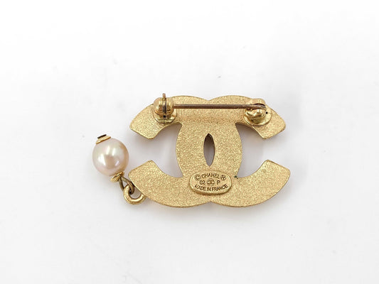 CHANEL CHANEL Brooch Coco Mark Faux Pearl 02P Brooch