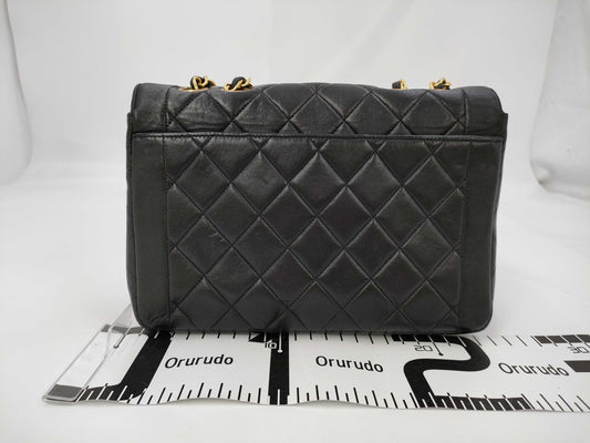 CHANEL Lambskin Matlasse Black Shoulder Bag