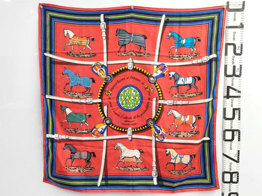 HERMES Scarf Carre90 Red Tagged Scarf