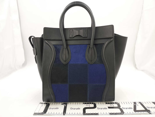 CELINE Luggage Harako Black Blue SS Tote Bag