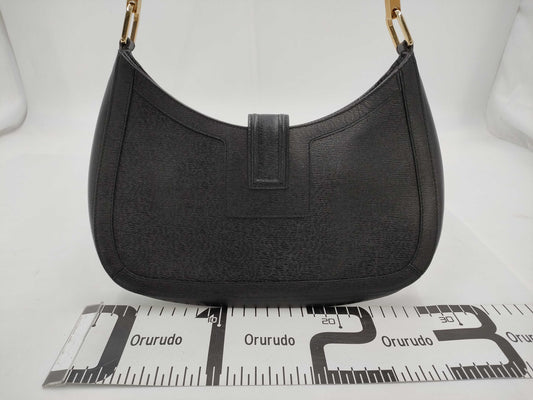 GUCCI One Shoulder Calf Black GP Shoulder Bag