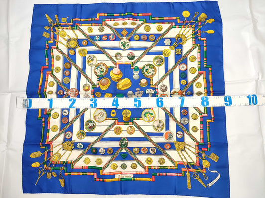 HERMES Boyfriend HERMES Boyfriend 90 Silk Scarf PETITE MAIN Seamstress Blue Scarf