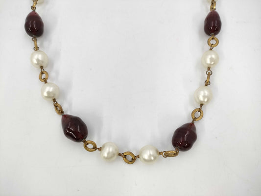 CHANEL Necklace Faux Pearl Necklace