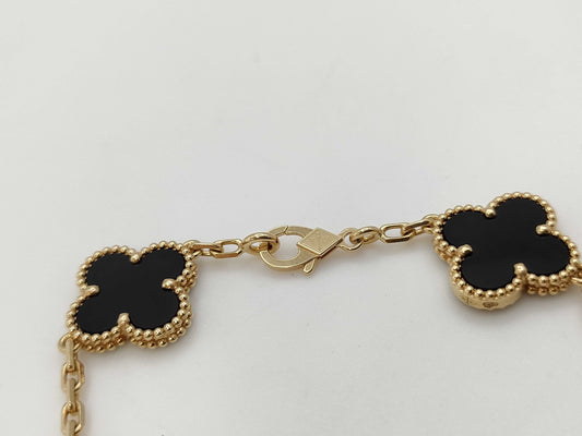 Van Cleef&Arpels Vintage Alhambra 5P Onyx YG Au750 11.5g Bracelet & Bangle