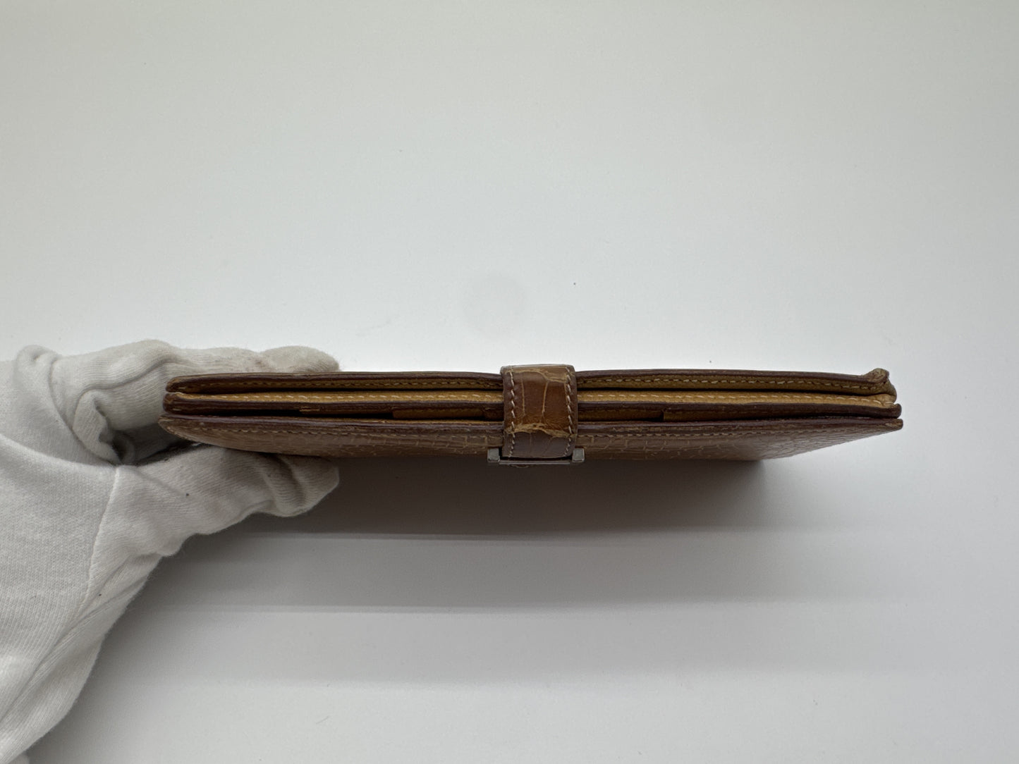 HERMES HERMES Long Wallet Bi-Fold Alligator Crocodile Beance Souffle Pouch