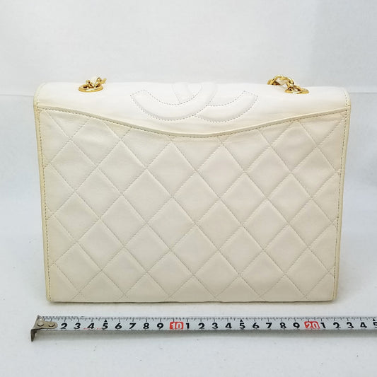 CHANEL CHANEL Cocomark Matrasse Chain Shoulder Bag White Seal with Card 1st Shoulder Bag
