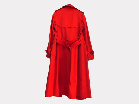 Burberrys 1990s Vintage Trench Coat Nova Check Lined Women's Red Coat