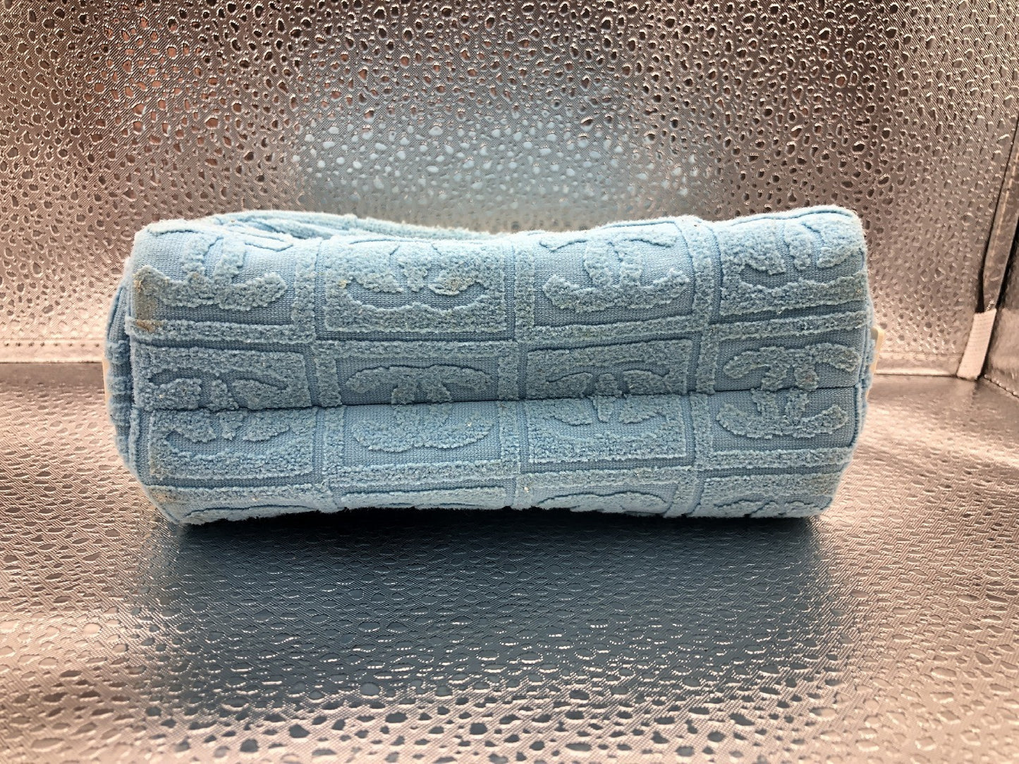 CHANEL Sportline Cocomark Cosmetics with Seal 7592628 Pile Fabric Light Blue Pouch