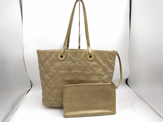 CHANEL Matlasse Pouch with Coco Charm Caviar Skin Bronze Tote Bag