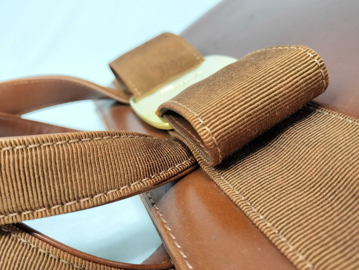 Salvatore Ferragamo Vala Ferragamo BA214178 Vala Handbag Leather Brown Handbag