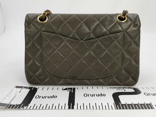 CHANEL Matlasse 24 Lambskin Double Flap Chain Shoulder Bag Khaki 2864711 Shoulder Bag