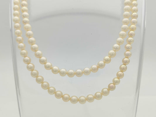 Long Akoya Semi Round Pearl Diameter Approx. 54-5.9mm SV 41.6g Necklace