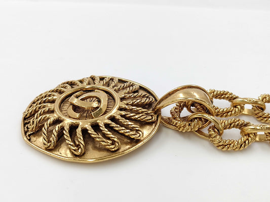 CHANEL Sun Motif Coco Mark Necklace Rice Necklace