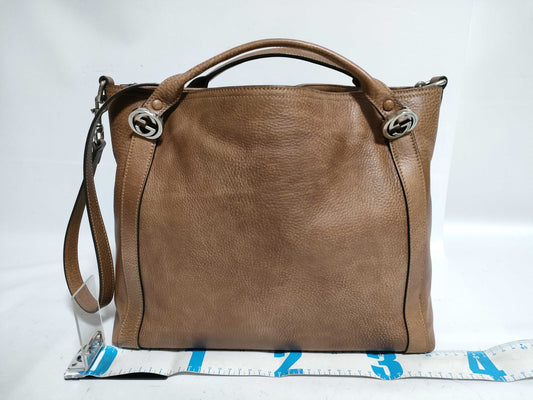 GUCCI 2-Way Bag, Brown Calfskin Handbag
