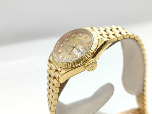 ROLEX 69178G L592046 Champagne Dial K18 Women's Watch