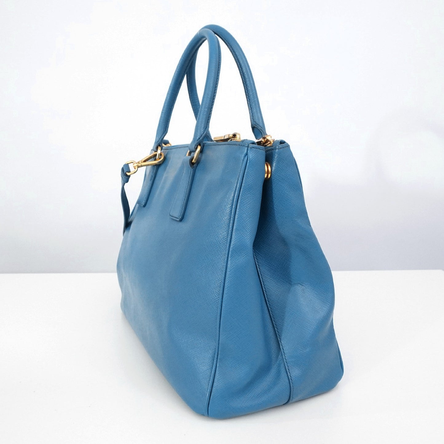 PRADA Saffiano Leather Tote Bag Blue BN1844 Handbag